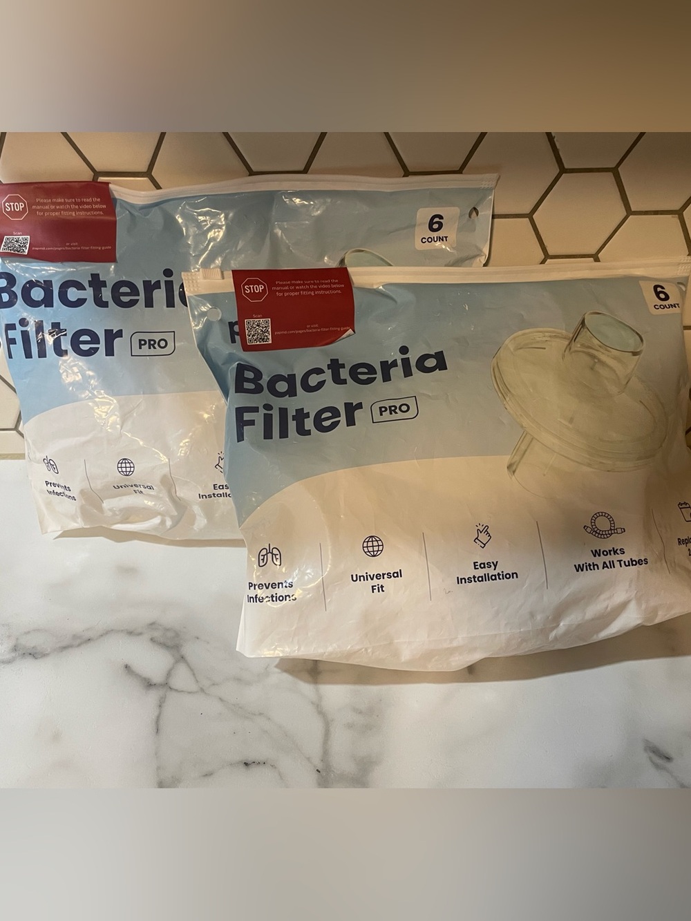 PapMD Bacteria Filters JS-BY-BF8-PRO Universal Fit - 2 packs, 12 filters total